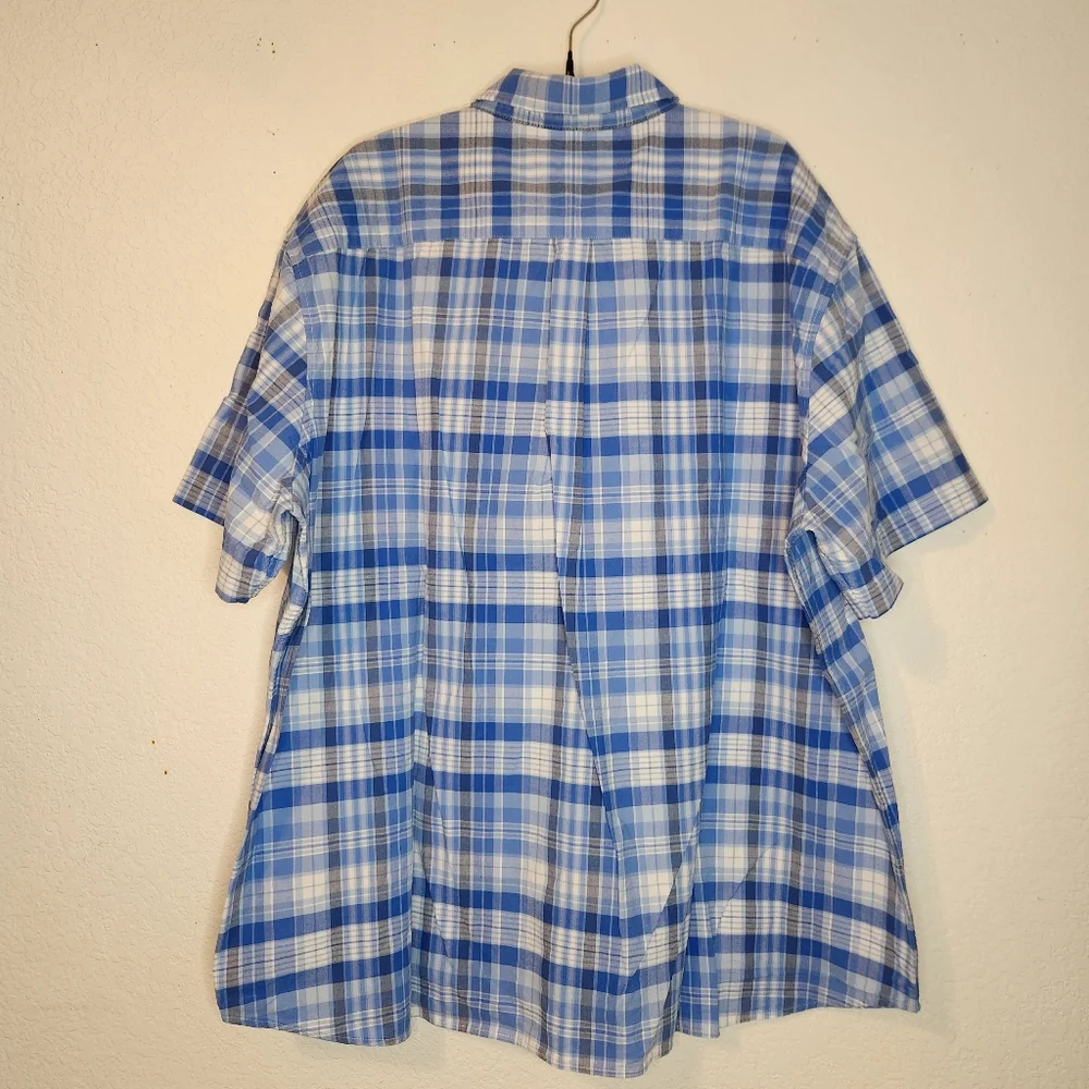 Vineyard‎ Vines Blue Plaid Men's Short Sleeve Shirt, Size XXL